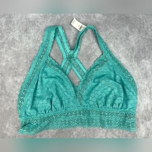 Aerie Mint Green Eyelet Lace Racerback Bralette Size XL